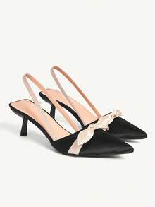 CUCCOO CHICEST Pantofi cu toc eleganti și la modă pentru femei, cu fundă decorativă - Negru - Vizualizare 2