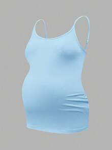 Modmama Camiseta de tirantes de maternidad de unicolor, minimalista y de alta elasticidad para uso diario - Multicolor - Ver 11