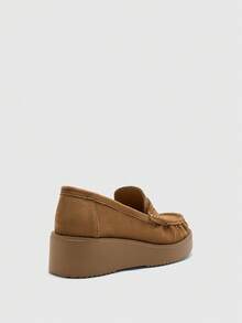 CUCCOO BIZCHIC Apricot Color Elegant Round Toe Wedge Heel Slip-On Shoes, Comfortable And Versatile For Work, Casual, And Formal Occasions For Christmas - Light brown - View 9