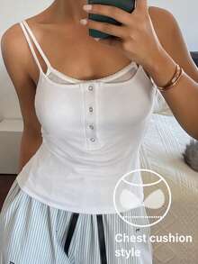 DAZY 1pc Women Built-In Padded Camisole Top - White - View 4