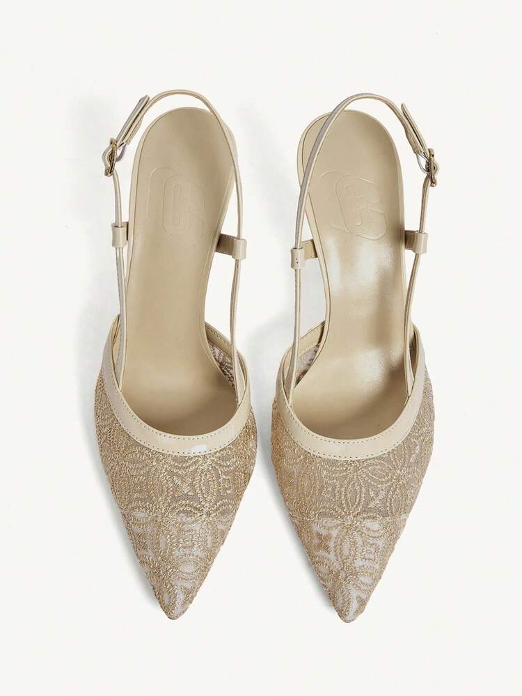 CUCCOO CHICEST Women Shoes Pointed Thin High Apricot Mesh Simple Slingback Women's Slingback Shoes Party Banquet Simple Fashion Elegance Sexy Women's High Heel Shoes Women's Shoes Wedding Shoes Summer Shoes Bride Shoes