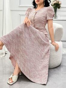 DAZY Women's Elegant Puff Sleeve Blouse And Skirt 2 Pieces Set, Summer - Pink - View 1