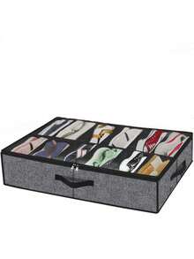 带透明盖的折叠式布艺鞋盒，双提手透明窗口收纳袋，适用于床下、衣柜、卧室、宿舍等空间，节省空间的卧室收纳配件 - 彩色 - 查看 12