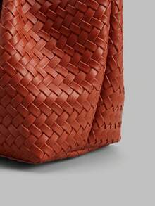 Ontre Fashion Women's Handbag, Exquisite Woven Embossed PU Shoulder Bag - Red - View 6