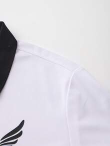 Manfinity Homme Men's Striped Casual Short Sleeve Half-Placket Polo Shirt, Summer - White - View 4