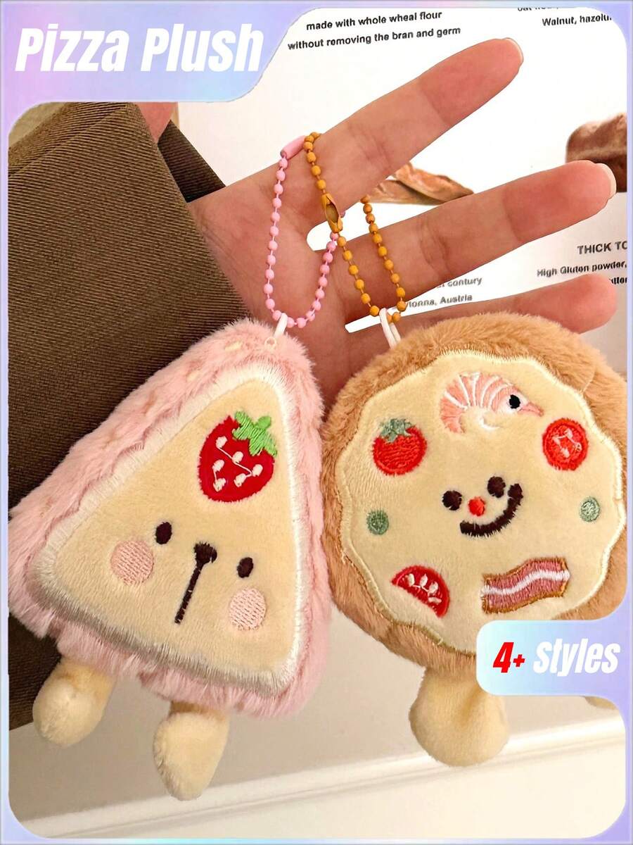 1 pieza Lindo colgante de mochila con diseño de pizza de dibujos animados - Multicolor - Ver 1