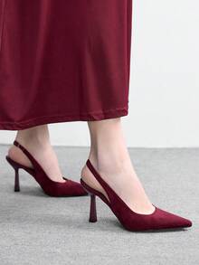 CUCCOO BIZCHIC Women's Pointed Toe Fashion High Heel Pumps Spring Shoes Spring Break Easter - Burgundy - View 5