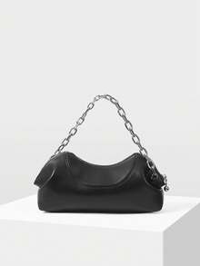 MOTF WOMEN'S FASHION STREET CHIC CHAIN ZIPPER HANDBAG, SUITABLE FOR DAILY COMMUTE - Black - View 5