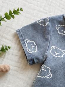 SHEIN 夏季水洗浅蓝色简约百搭时尚男童牛仔套装 - 淺藍色 - 查看 8