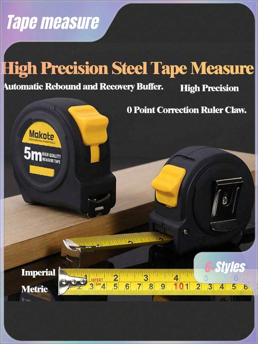 2M/5M Premium Steel Tape Measure, Custom Ruler, Precision Measuring Tool, Portable High Accuracy Metric/Imperial Ruler, Durable Scratch-Resistant Stainless Steel Retractable Ruler 5M/7.5M - Multicolor - View 1