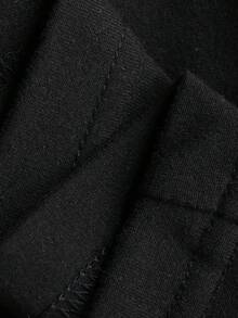 DAZY Camiseta ajustada de manga corta con cuello cuadrado y unicolor para mujer, de verano - Negro - Ver 6