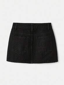 Maija Women's Denim Mini Skirt, Y2K Style, Suitable For Music Concerts, Back To School - Black - View 2