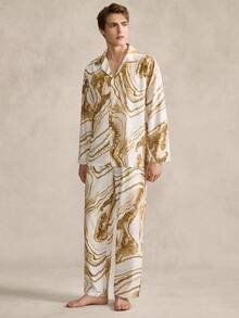 SHEIN Men's Casual Long Sleeve Pants Pajama Set - Multicolor - View 3