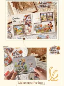 一套10张PET防水日记贴纸，自然美学贴纸，适用于日记、剪贴簿、DIY工艺品和艺术用品 - 多款 - 查看 12