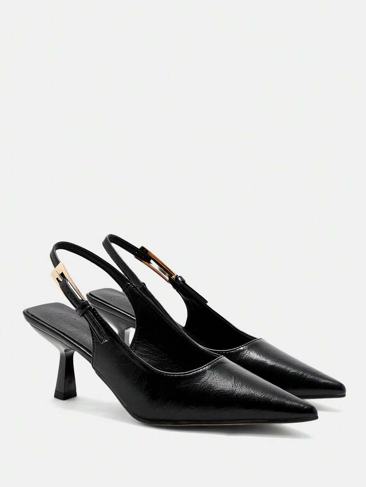 CUCCOO CURVES Chaussures de ville à bout pointu et talon en forme de verre de vin, style minimaliste, coupe large, pour femmes
