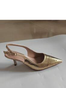 CUCCOO SZL Women's Pointed Toe Buckle Design Fashionable Elegant High Heel Pumps Spring Shoes - Golden snake - View 12