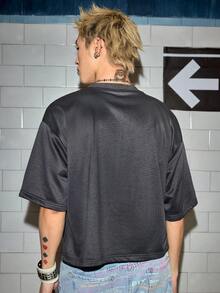 ROMWE MEN Street Life Men's British Flag Print Round Neck Short Sleeve Casual T-Shirt - Dark Grey - View 8