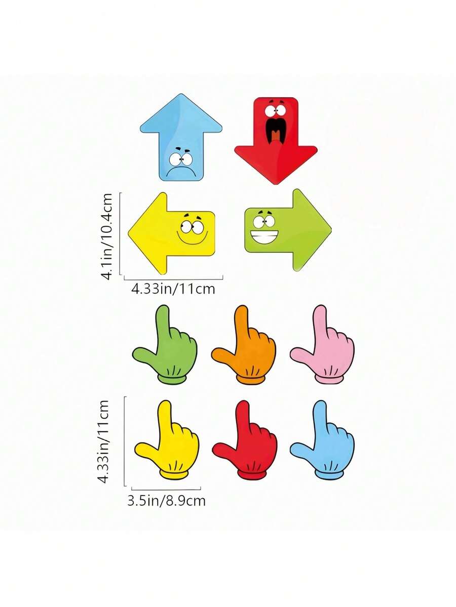 1/2/3/4/6张创意冰箱贴纸，手指、箭头、多色，黑板贴纸、白板贴纸，手指阅读教具，教学互动教具，家居、办公、文具、教学工具 - 彩色 - 查看 1