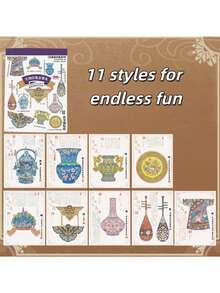 1pc Cultural Relic Restoration Creative Sticker Book | DIY Miniature Scene-Making Antiquity Themed Stickers - Sky Dream - View 7