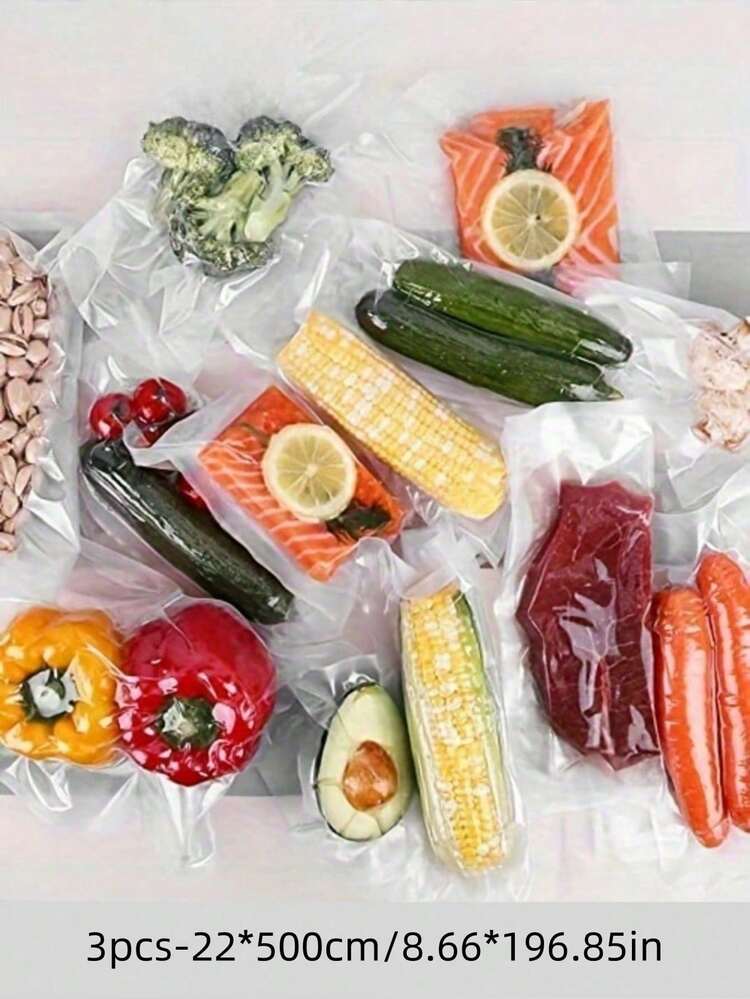 3-Roll Vacuum-Sealing Bags. These Vacuum-Sealed Bags Are Used For Food Preservation, Sealing A Meal In One Go. Commercial Grade, Ideal For Vacuum Storage, Meal Preparation, Or Sous-Vide Cooking. - Transparent - View 13