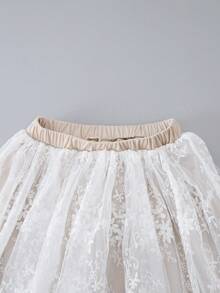 Tween Girls' Summer Vacation Contrast Lace Elastic Waist Skirt - Apricot - View 3