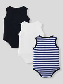 SHEIN Playful Pals 3pcs/Set Baby Boy Knight Print Round Neck Casual Romper - Multicolor - View 2