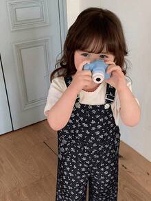 DAZY Infant/Toddler Girls' Floral All-Over Print Casual Bib Overalls Jeans - Blue - View 5