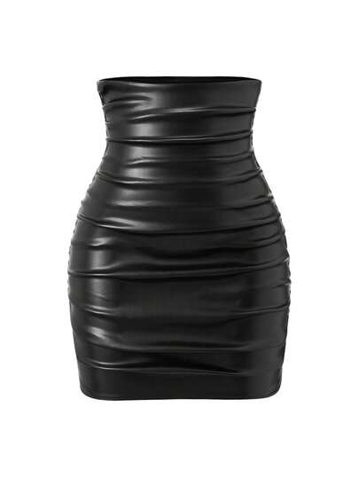 SHEIN PETITE CURVE Plus Size Solid Minimalist Casual Skirt