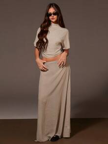 Athîral Women's Casual Plaid Print Semi-Sheer Skirt, Suitable For Spring, Summer, Autumn, Daily Commute - Multicolor - View 1