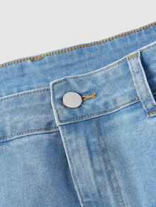 Sweetra Sweet Sexy Casual Women's Plus Size Denim Mini Skirt, Spring & Summer - Light Wash - View 3