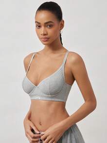 Ocili 1pc Gray Leisure Underwire Lightly Padded Lift & Enhance Bra For Women - Grey - View 6