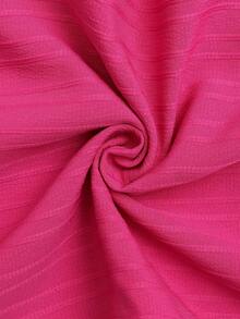 SHEIN Girls' Textured Vertical Striped Black Loose Button Pants Fall Winter - Hot Pink - View 7