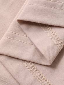 DAZY Elegant Soft Knit Lace Patchwork Women Pajama Set - Khaki - View 7