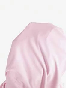 SHEIN EZwear 女士可爱浅粉色针织迷你连衣裙，休闲风格，长喇叭袖，圆领，层叠设计 - 淺粉色 - 查看 7