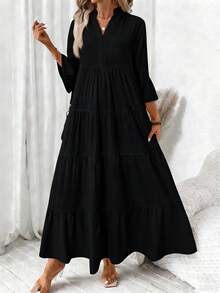 EMERY ROSE 优雅大码纯黑色休闲连衣裙，适合所有季节。 - 彩色 - 查看 1