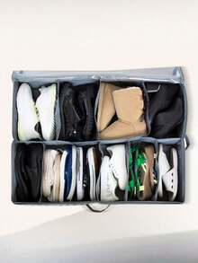 带透明盖的折叠式布艺鞋盒，双提手透明窗口收纳袋，适用于床下、衣柜、卧室、宿舍等空间，节省空间的卧室收纳配件 - 彩色 - 查看 7