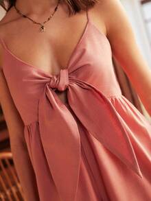 Bohemian Sexy Spaghetti Strap Adjustable Tie Knot Collar Minimalist Loose Lotus Pink INS Jumpsuit For Women - Pink - View 6