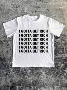 Manfinity Dauomo 男士标语印花圆领短袖休闲百搭T恤 - 白色 - 查看 1