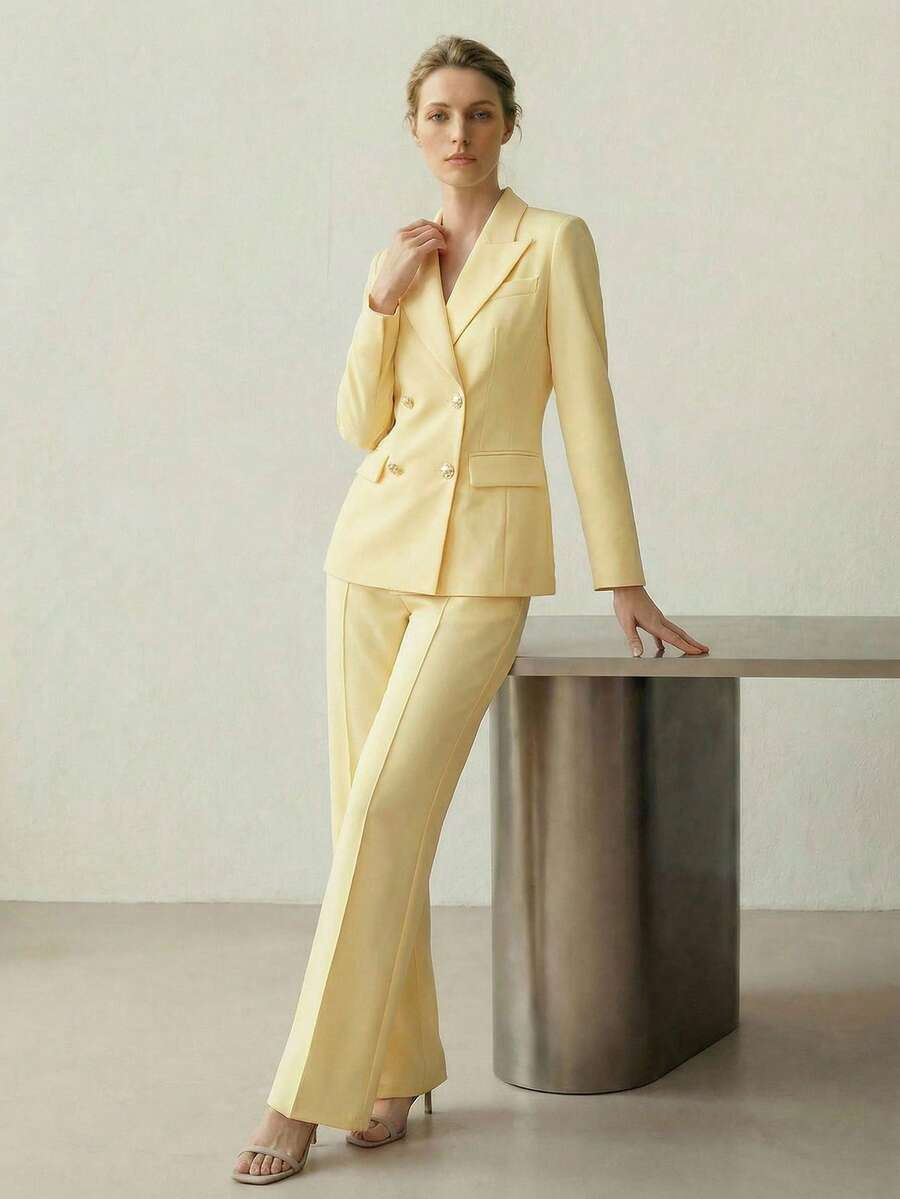 MOTF PREMIUM 女士优雅职业双排扣西装外套，春夏款 - 玫紅色 - 查看 1