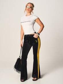 MISSGUIDED Áo thun ngắn tay ôm dáng crop top in chữ nổi bật, cổ tròn, phong cách mùa hè, thường ngày. - trắng - Xem 3