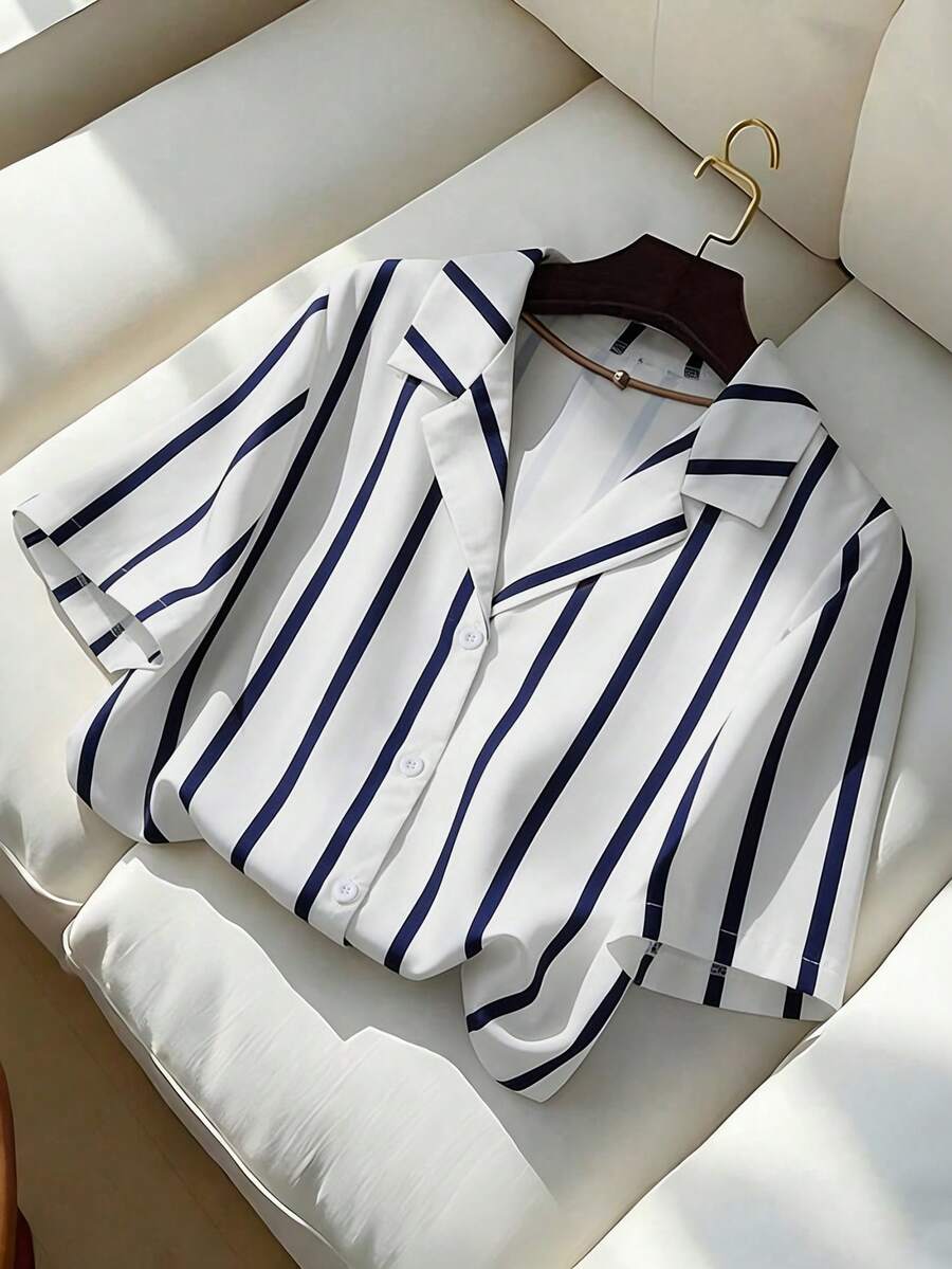 Franclia 新款V领修身短袖女式衬衫，春秋季 - 彩色 - 查看 1