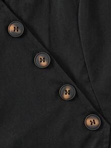 Elladie kids 少女休闲交叉领短袖上衣和裤子套装，夏季 - 黑色 - 查看 5