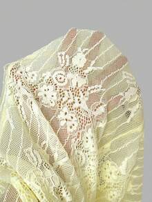 Lavishia Top à manches longues pour femmes avec col montant, patchwork en dentelle transparente. Costume d'Halloween pour femmes - Kaki - Voir 6