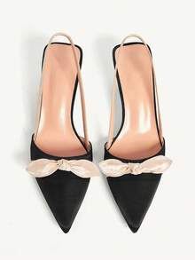 CUCCOO CHICEST Pantofi cu toc eleganti și la modă pentru femei, cu fundă decorativă - Negru - Vizualizare 9
