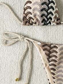 Swim Vcay Women Patchwork Minimalist Daily Swimsuit Set - Apricot - View 3