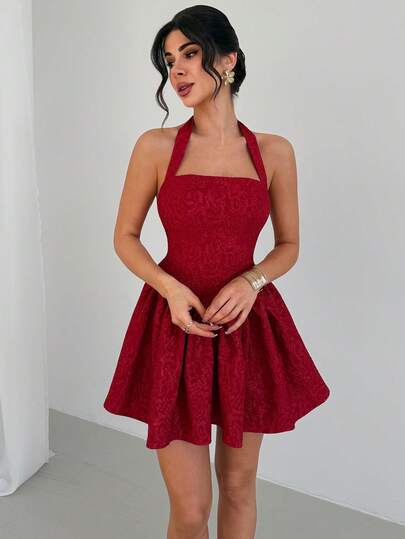 Firerie Women's Casual Elegant Rose Jacquard Tulle Skirt/Red Dress/Ballet Skirt/Valentine's Day Outfit/Romantic Date/Confession/Birthday Party/Garden Party/Refined Elegant Red Mini Skirt Red Homecoming Dress Red Dress Short Red Cocktail Dress Red Party Dress Red Wine Dress Red Dress For Women Wedding Guest Dress Valentines Day Dress Summer Dresses