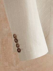 HIMLAND 男士纯色立领双排扣长袖西装外套及西裤套装 - 卡其色 - 查看 7