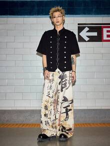 ROMWE MEN Street Life Men's Casual Digital Ink Print Denim Jeans - White - View 8