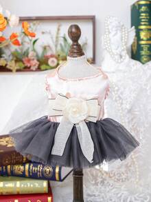 PETSIN 1件宠物立体花朵连衣裙，小型犬、猫咪通用款，公主风婚纱礼服，适合春夏穿着 - 彩色 - 查看 24