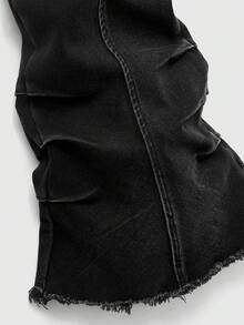 ROMWE MEN Street Life Men's Casual Washed Frayed Flared Jeans - Blue - View 5